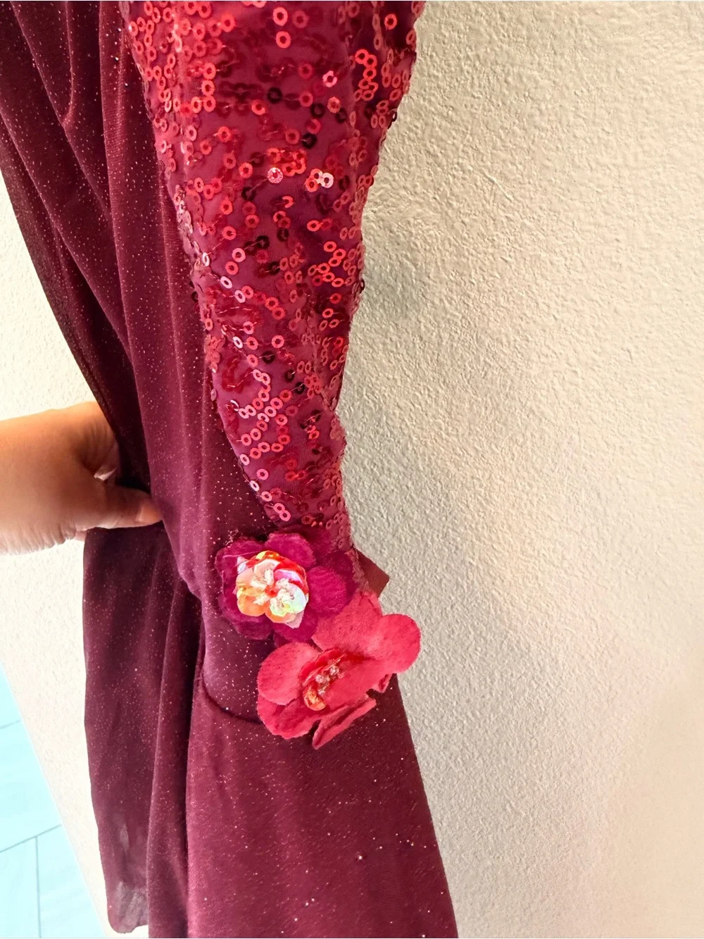 Revolution Dance Costume Girls' Burgundy Sequin Dress